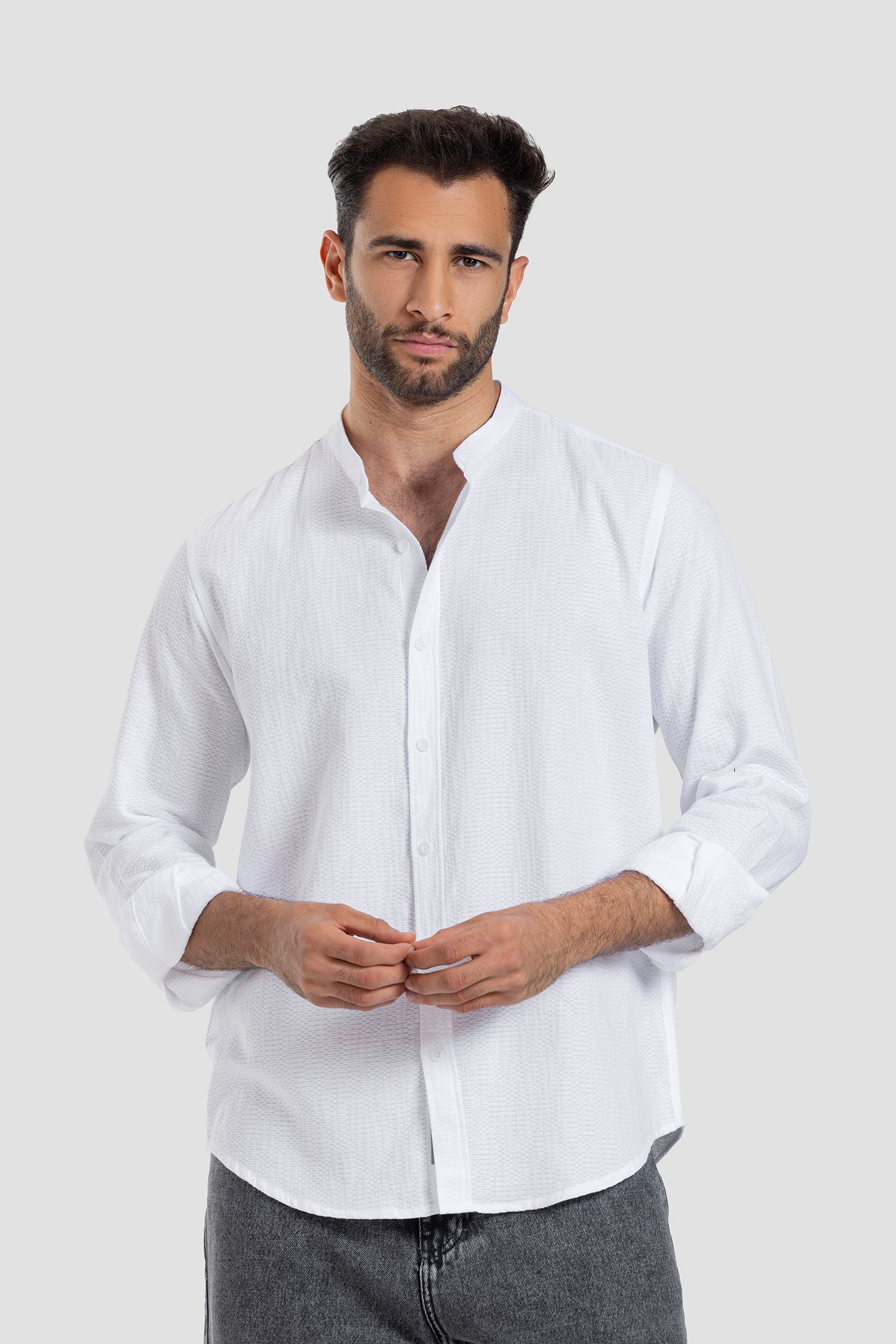 Mandarin collar Slim Fit Shirt
