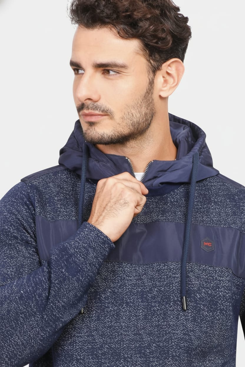 NAVY Half Zipper Hoodei Sweatshirt