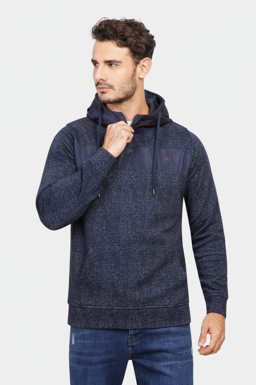 NAVY Half Zipper Hoodei Sweatshirt