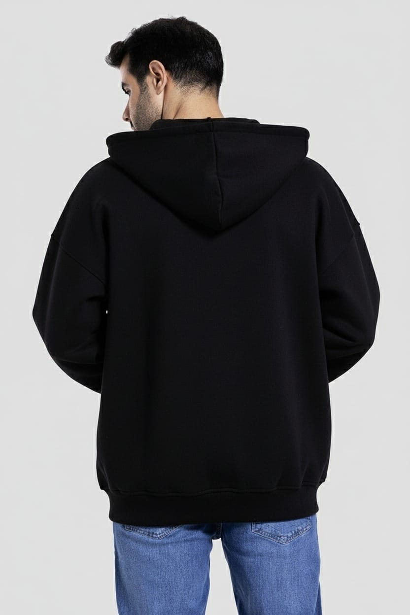 FULL BUTTON HOODED SWEATSHIRT