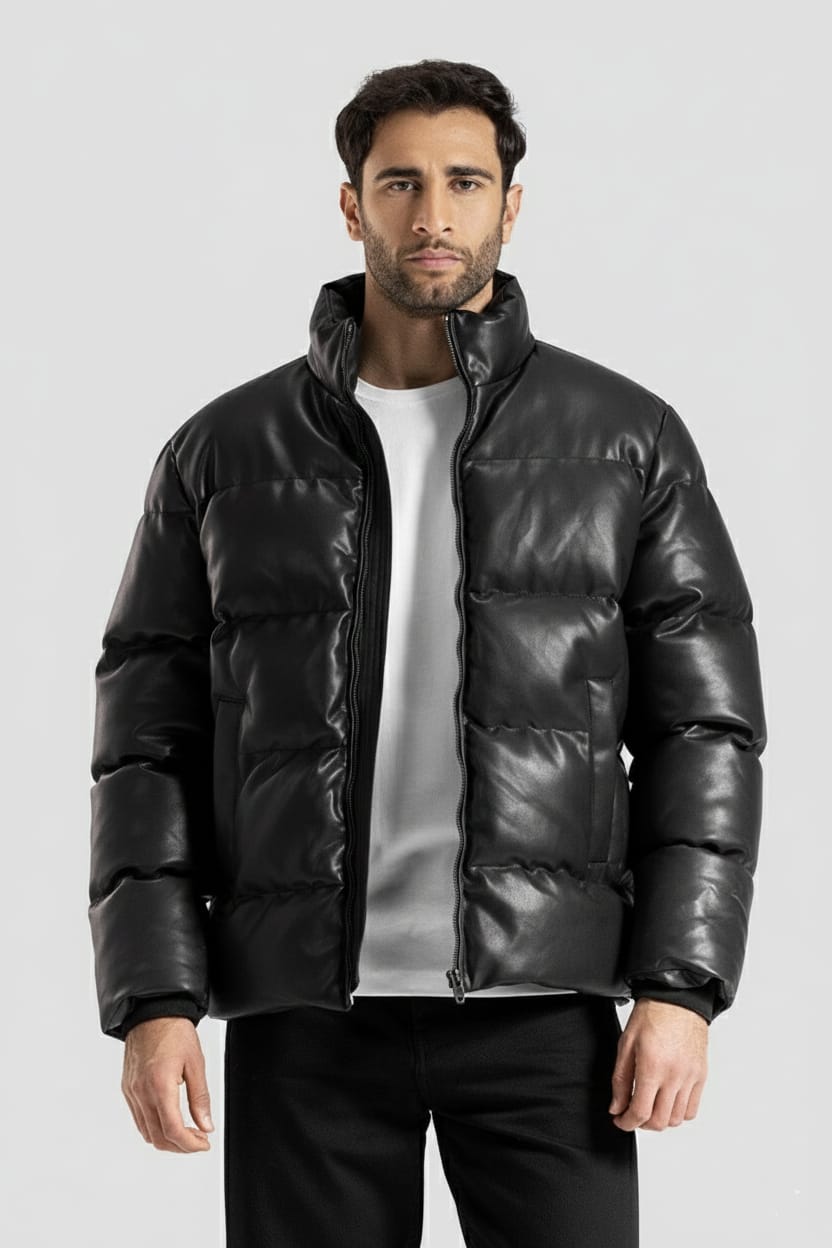Leather Puffer Jacket
