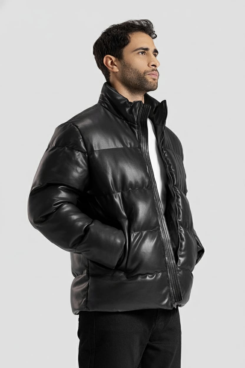 Leather Puffer Jacket