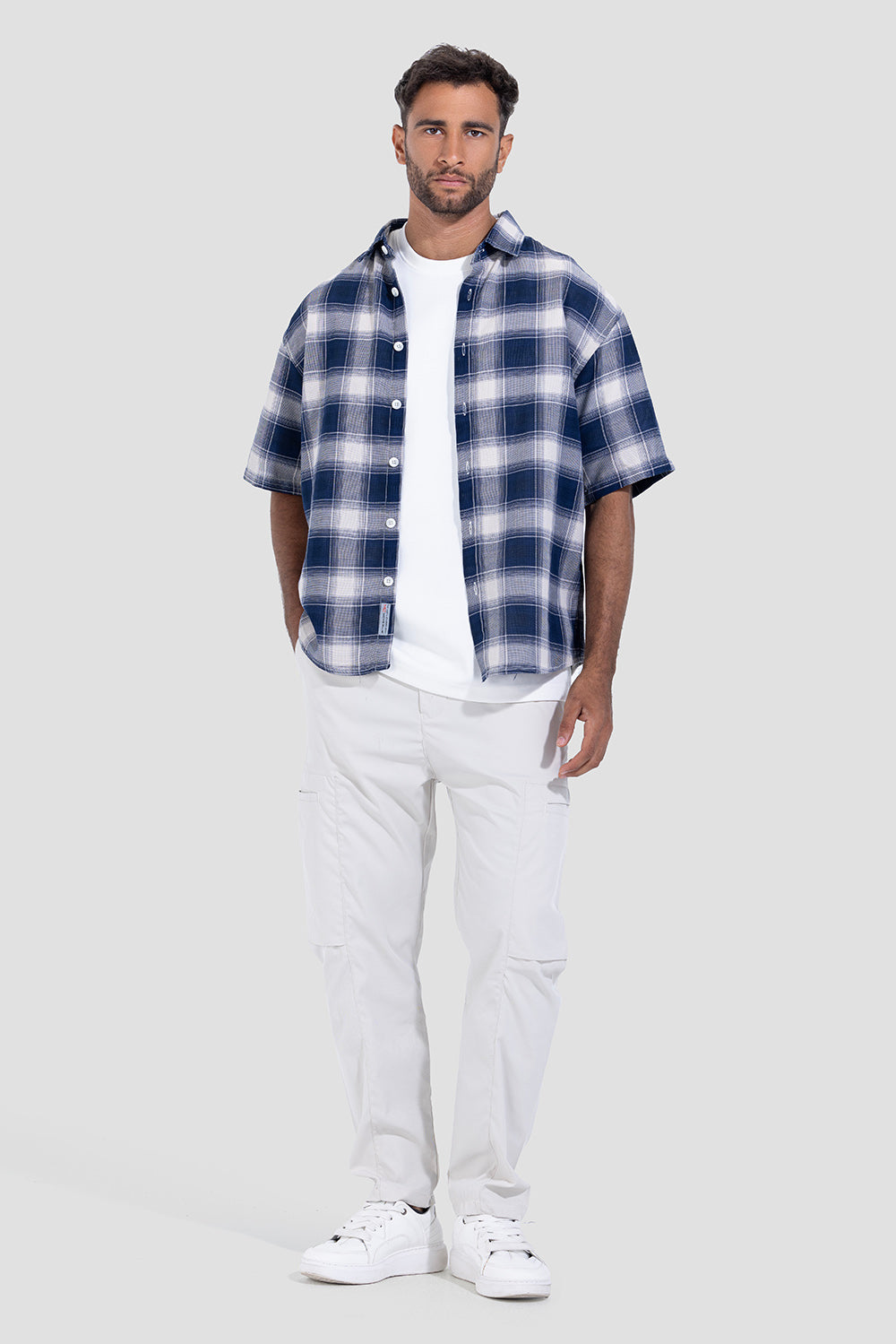 قميص كاروهات بااكمام قصيرة