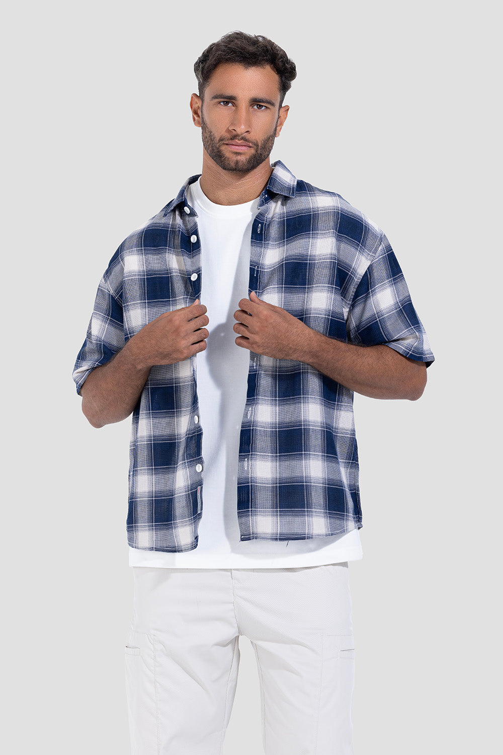 قميص كاروهات بااكمام قصيرة