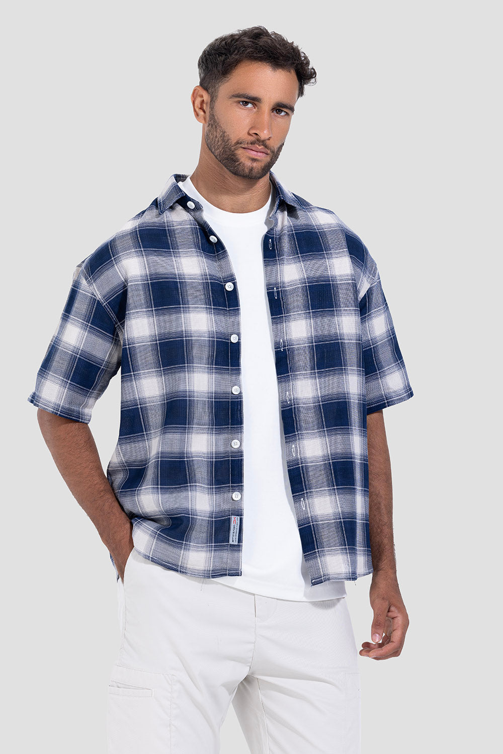 قميص كاروهات بااكمام قصيرة