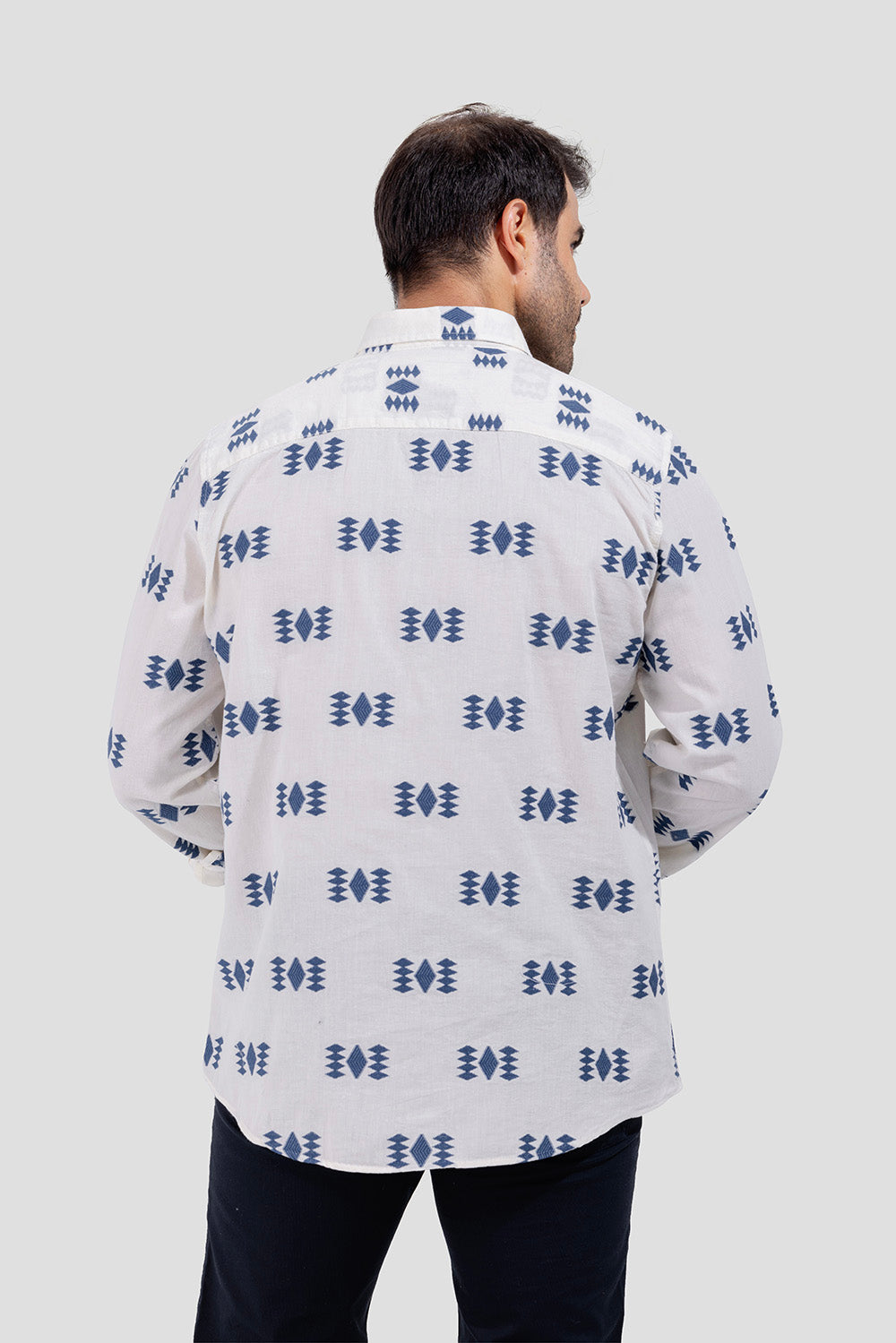 Grey Patterned Slim Fit Shirt