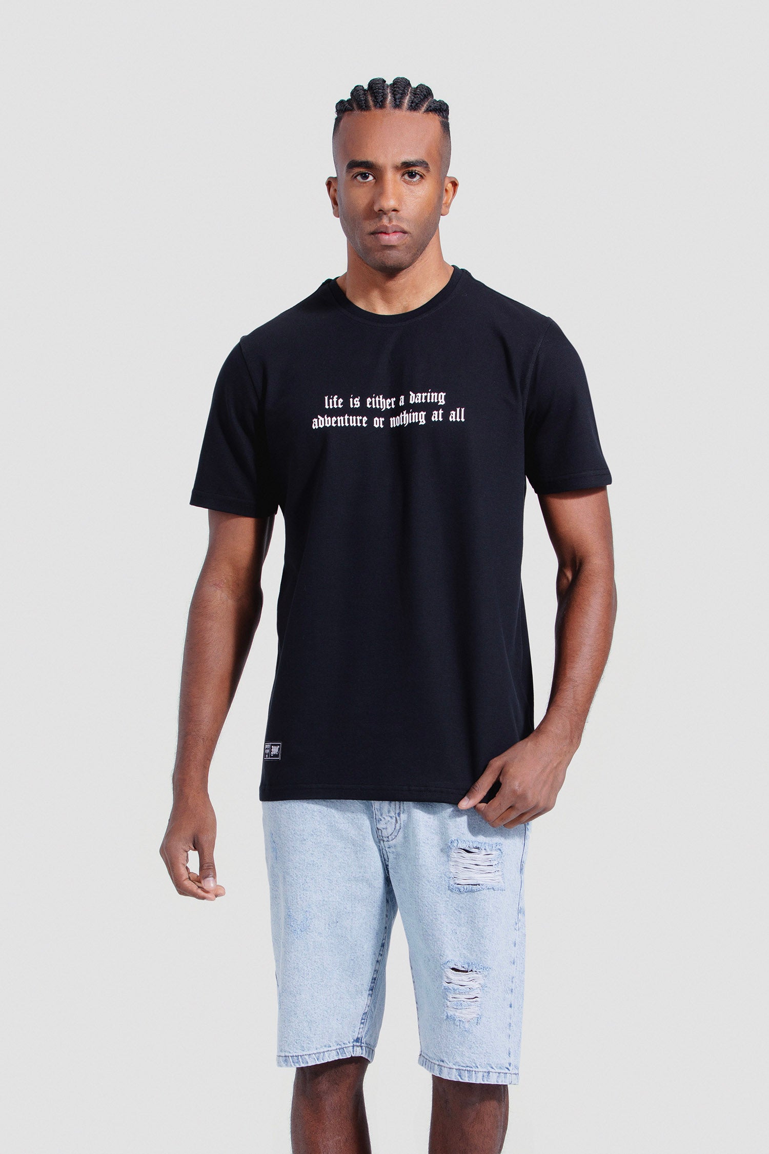 Navy Printed Crew Neck T-Shirt