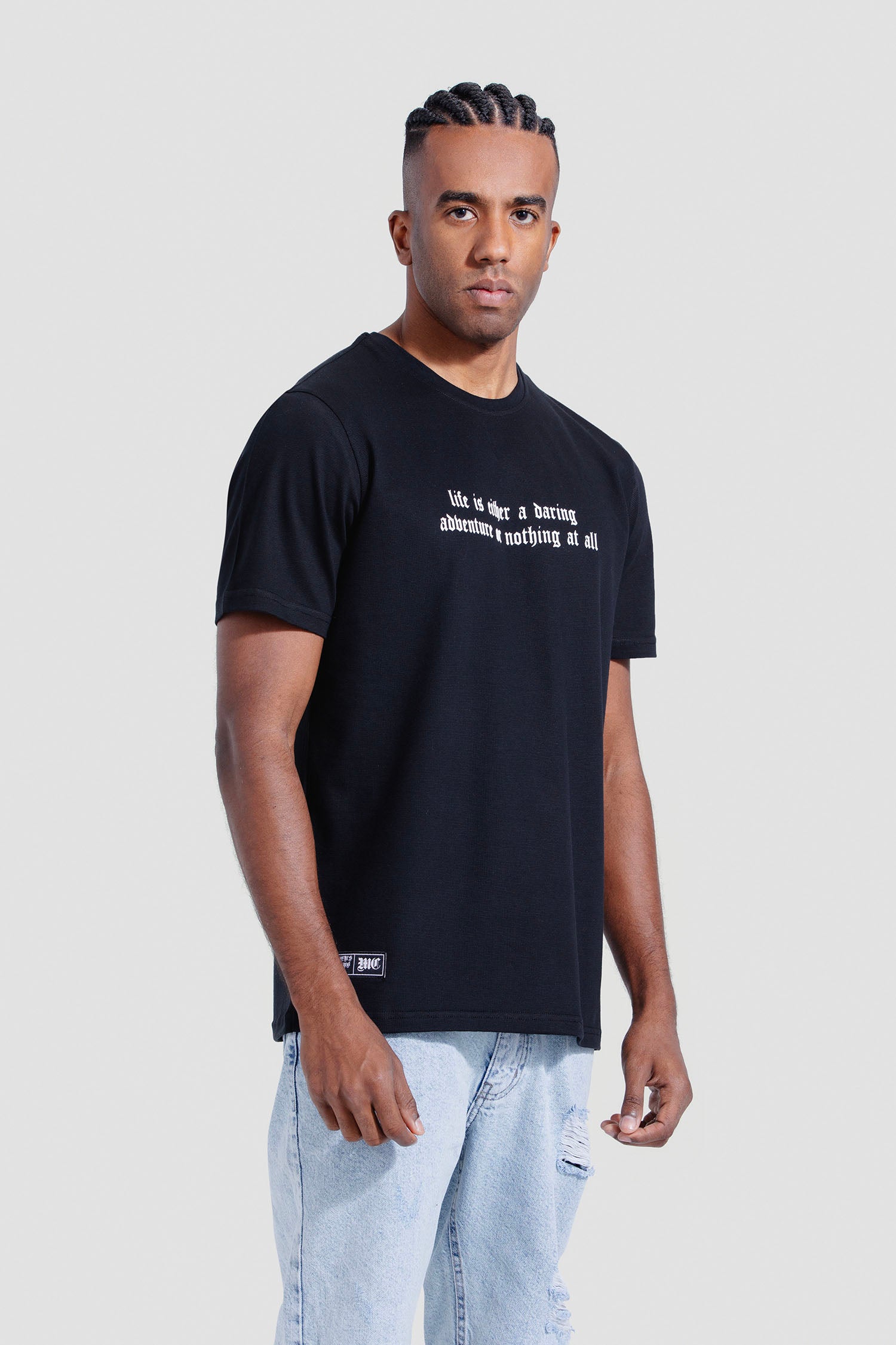 Navy Printed Crew Neck T-Shirt