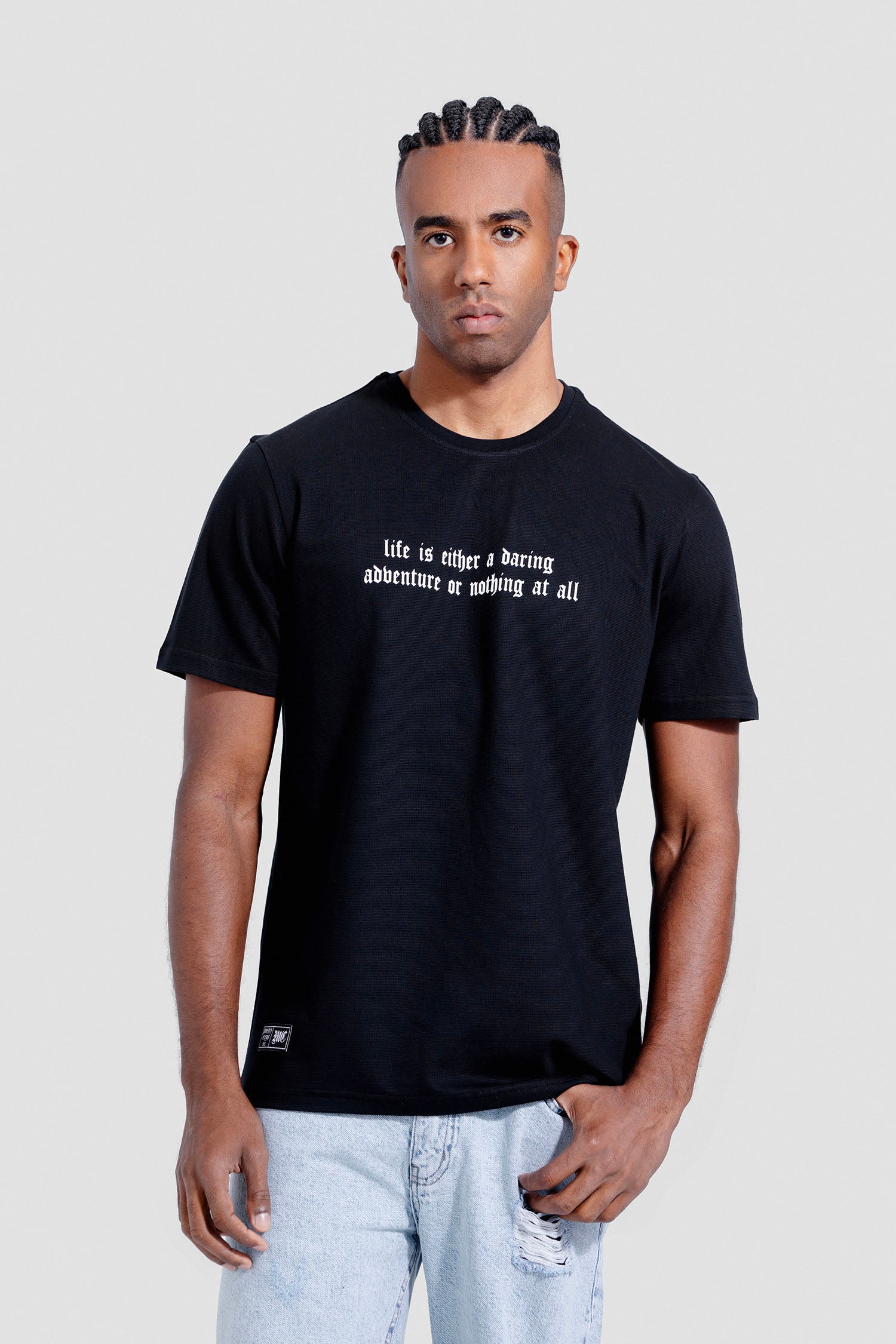 Navy Printed Crew Neck T-Shirt