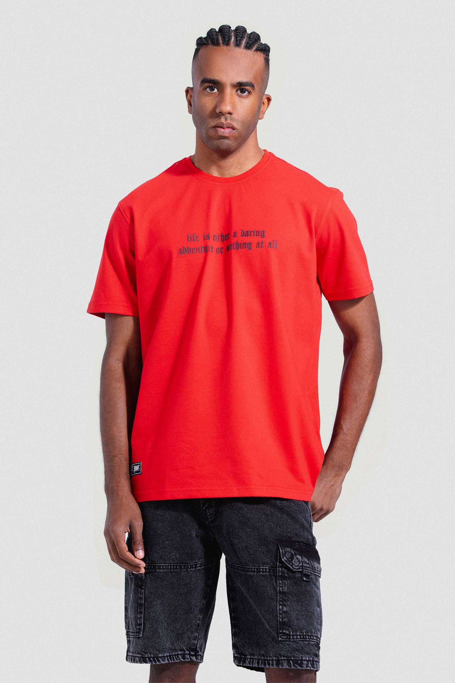 Navy Printed Crew Neck T-Shirt