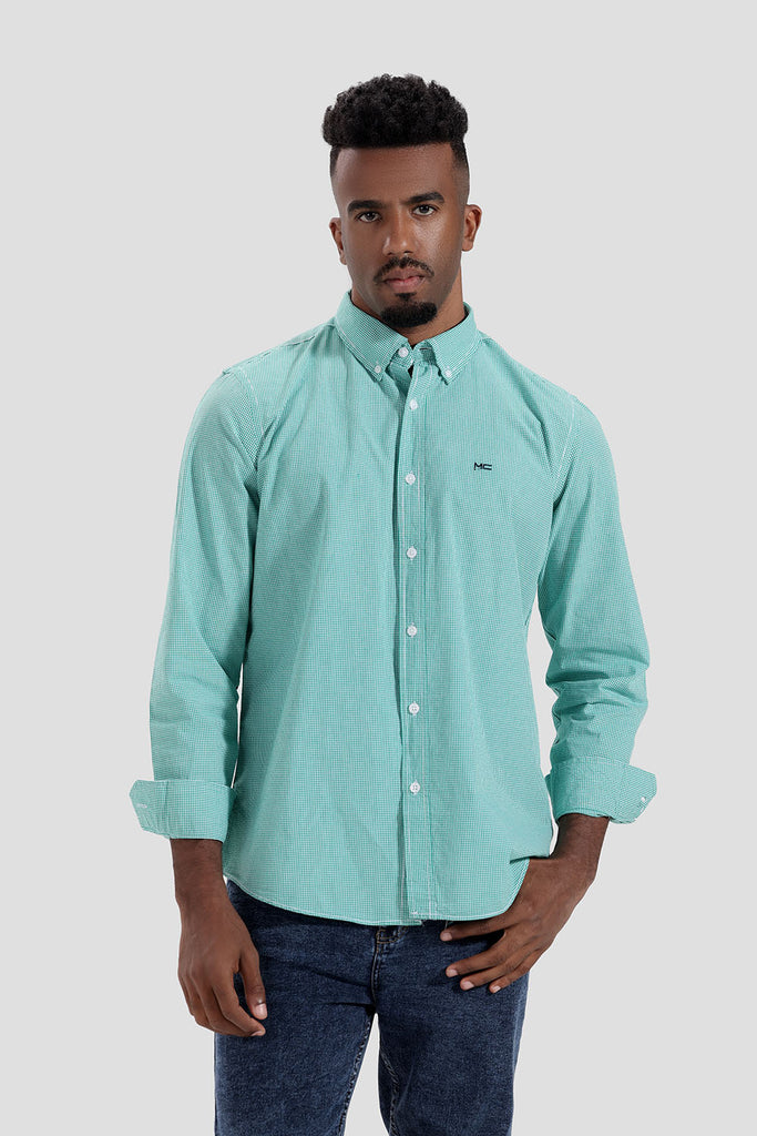 Green Checked  Slim Fit Shirt