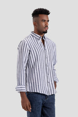 Navy Striped Slim Fit Shirt