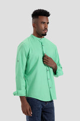 Green linen Slim Fit Shirt