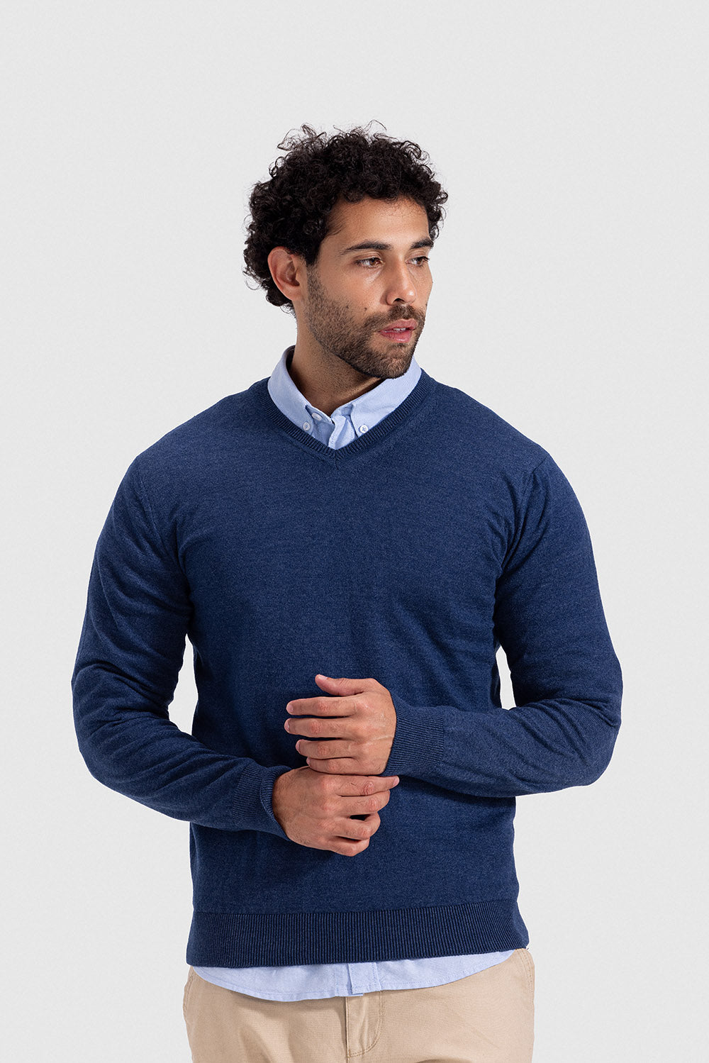 v neck slim fit pullover