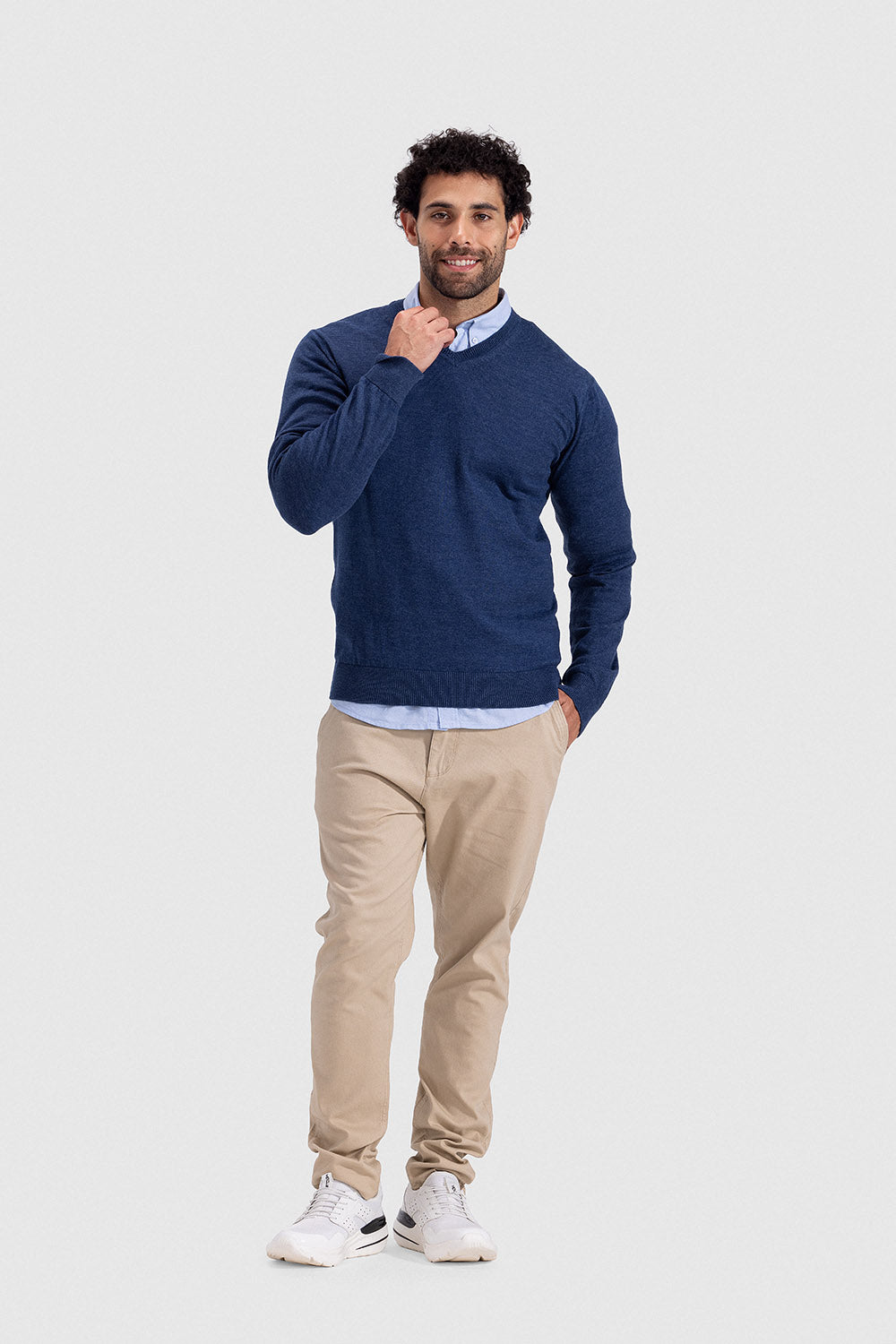 v neck slim fit pullover