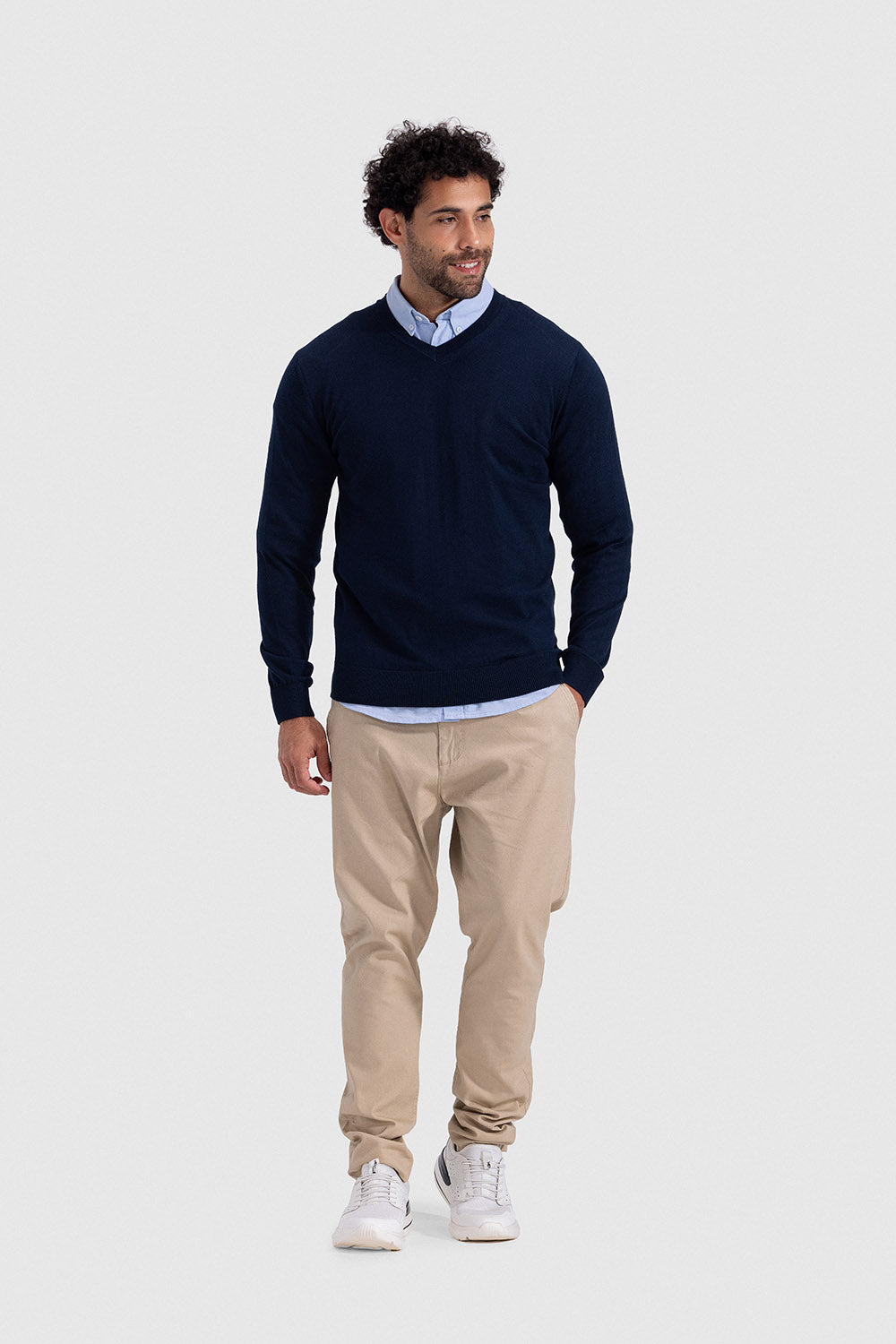 v neck slim fit pullover