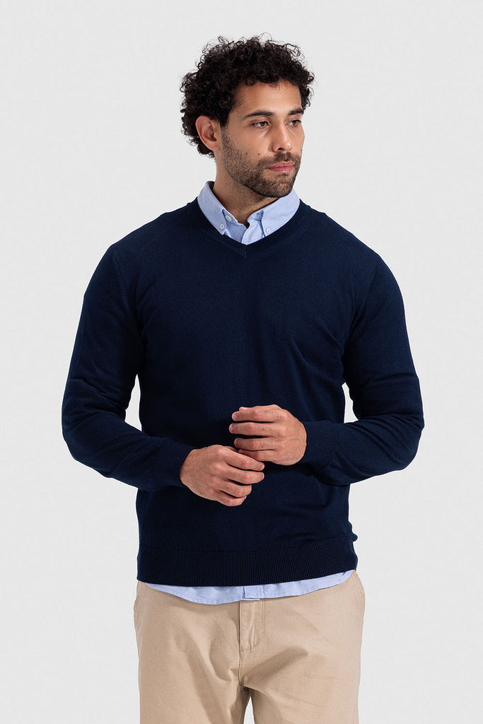 v neck slim fit pullover