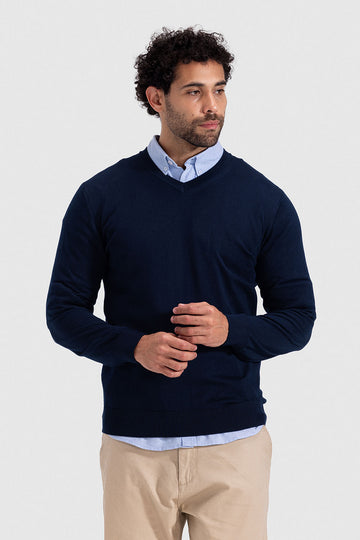 v neck slim fit pullover