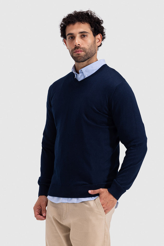 v neck slim fit pullover