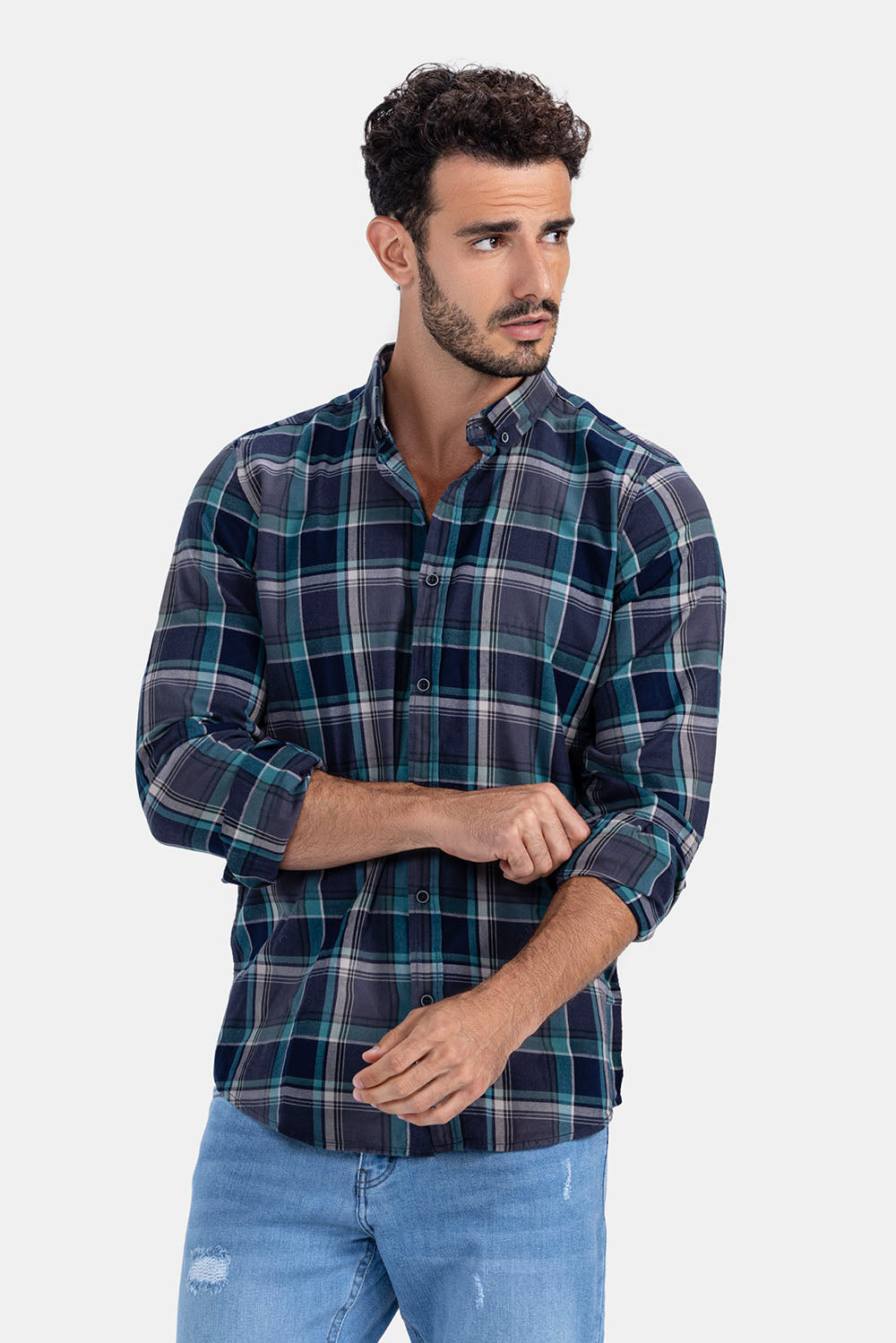 Grey Checked Slim Fit Shirt 