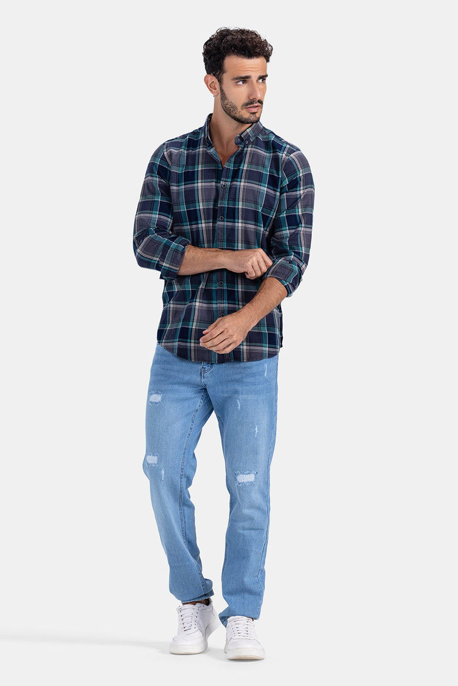 Grey Checked Slim Fit Shirt 