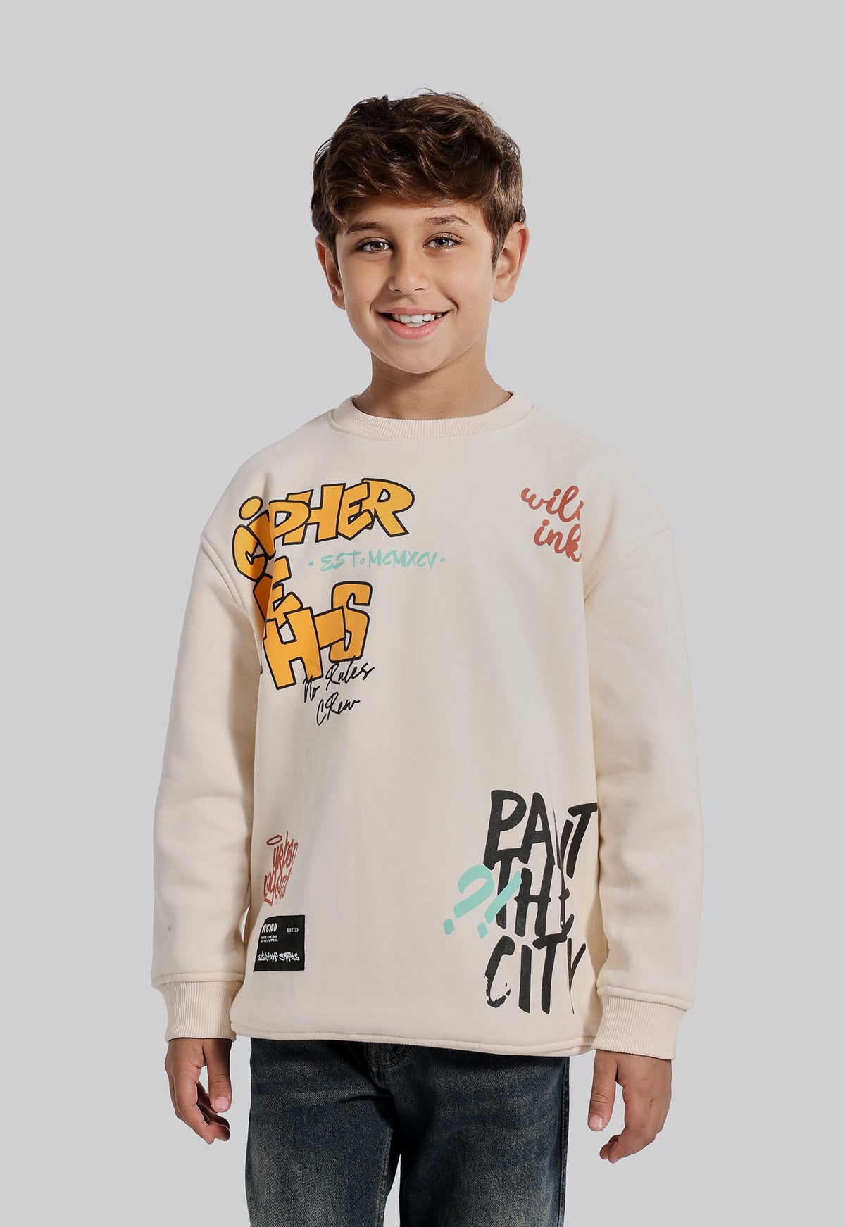 Kids Crew Neck Printed Sweatshirt