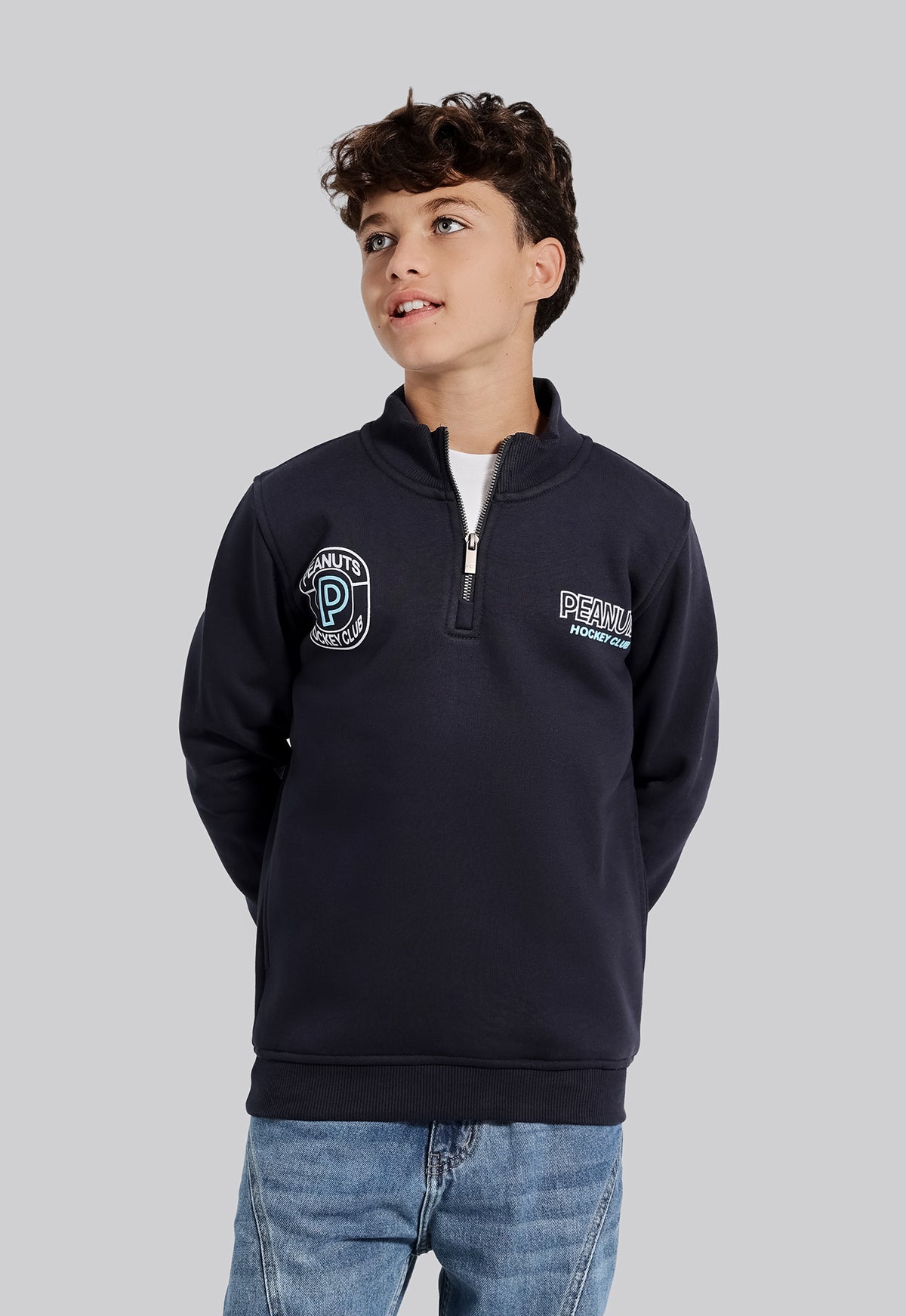 Kids Haif Zipper Printed Sweatshirt