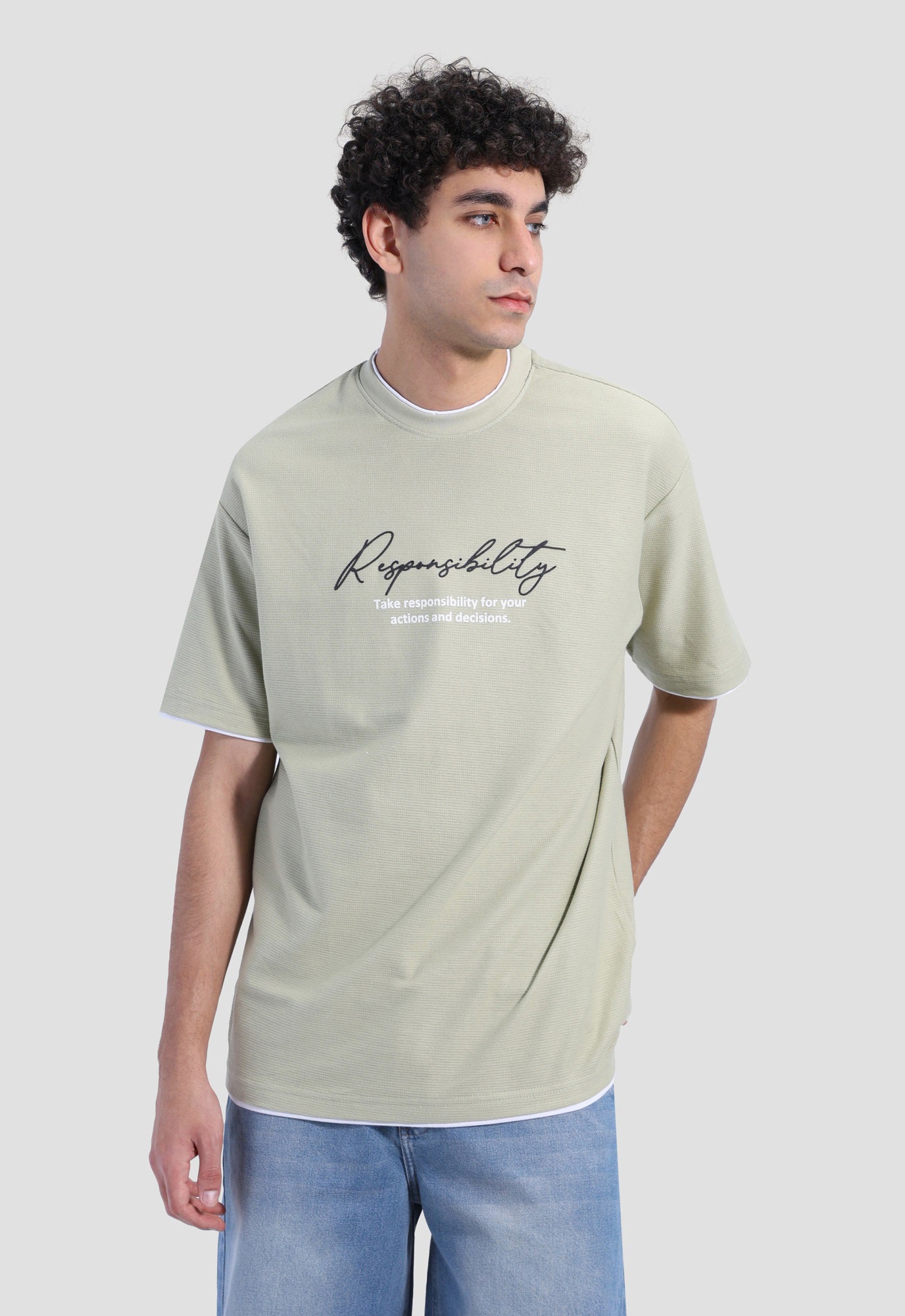 Crew Neck Over Size Printed T-shirt