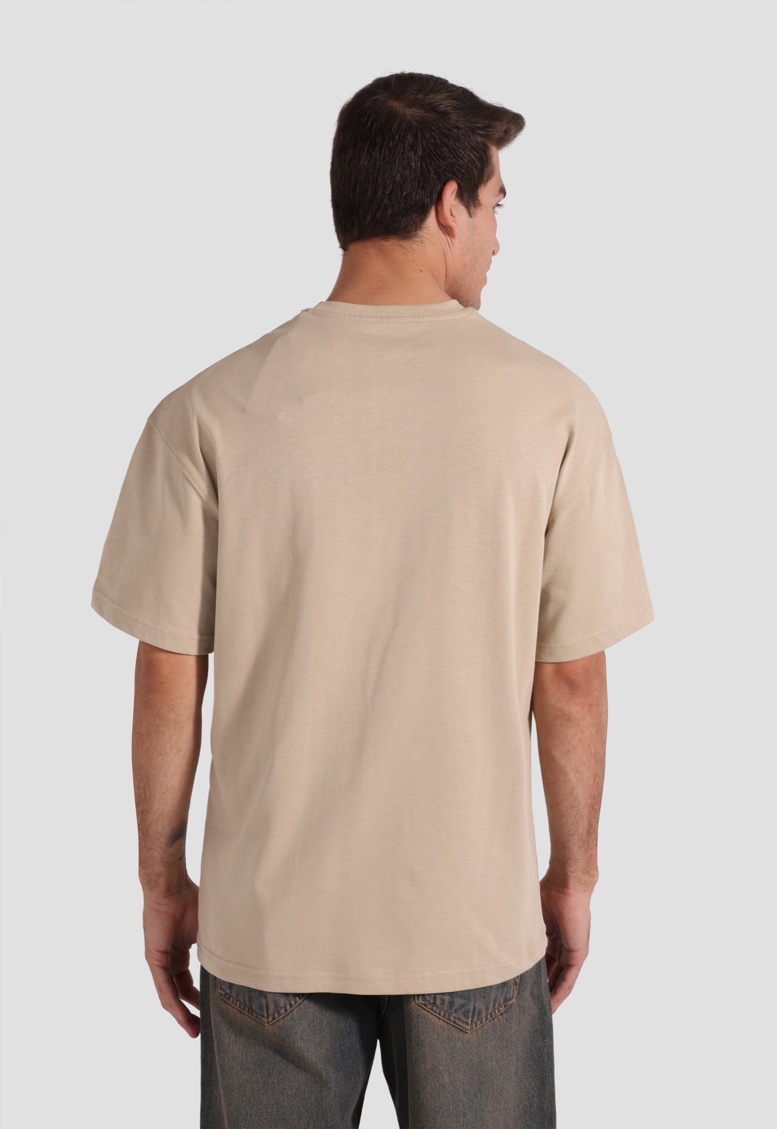 beige over size printed t-shirt