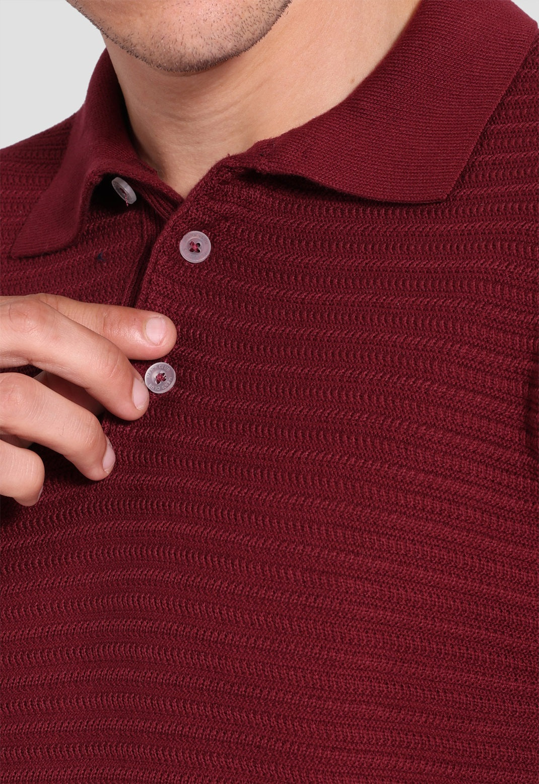 burgundy knitted polo