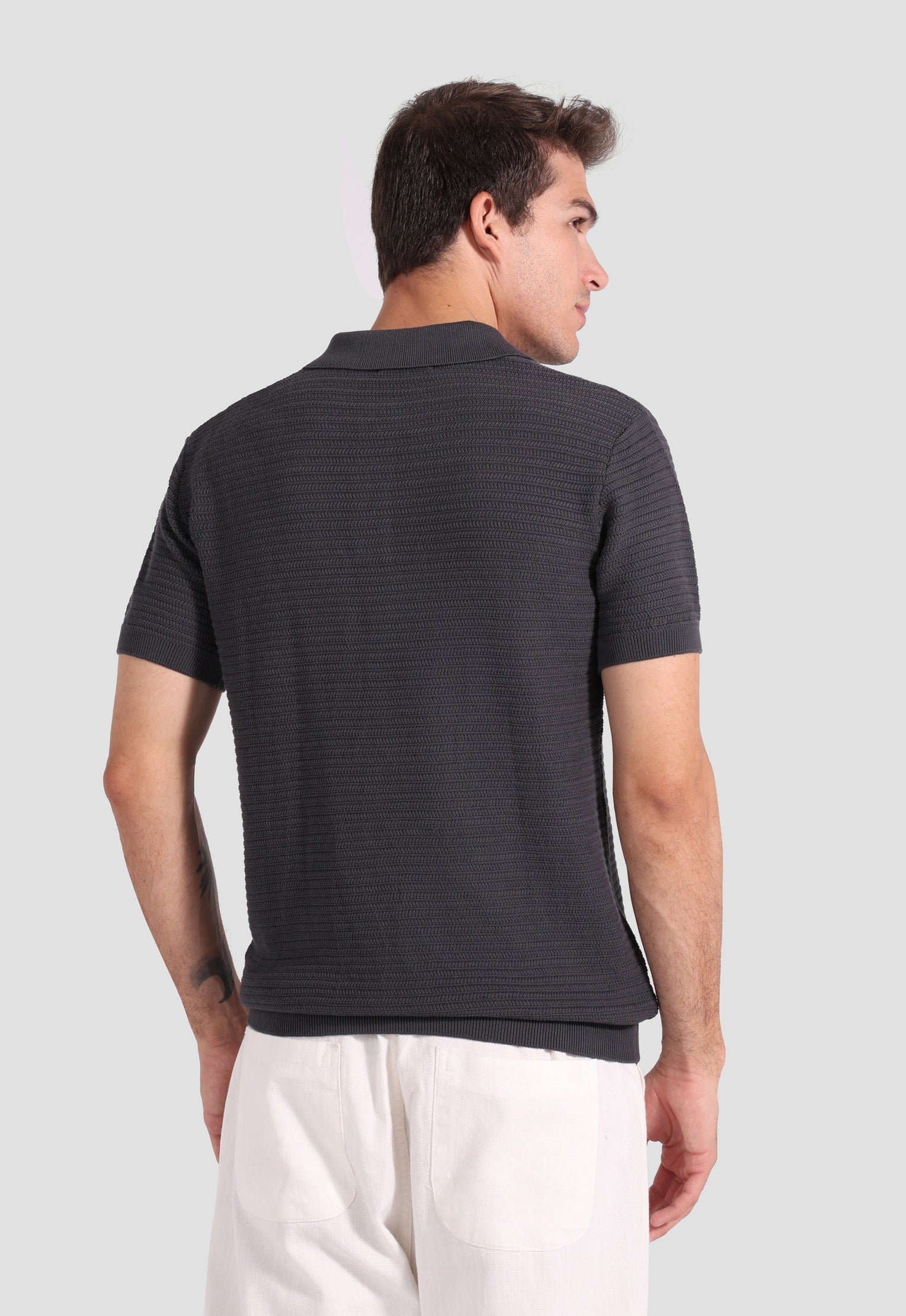 grey knitted polo