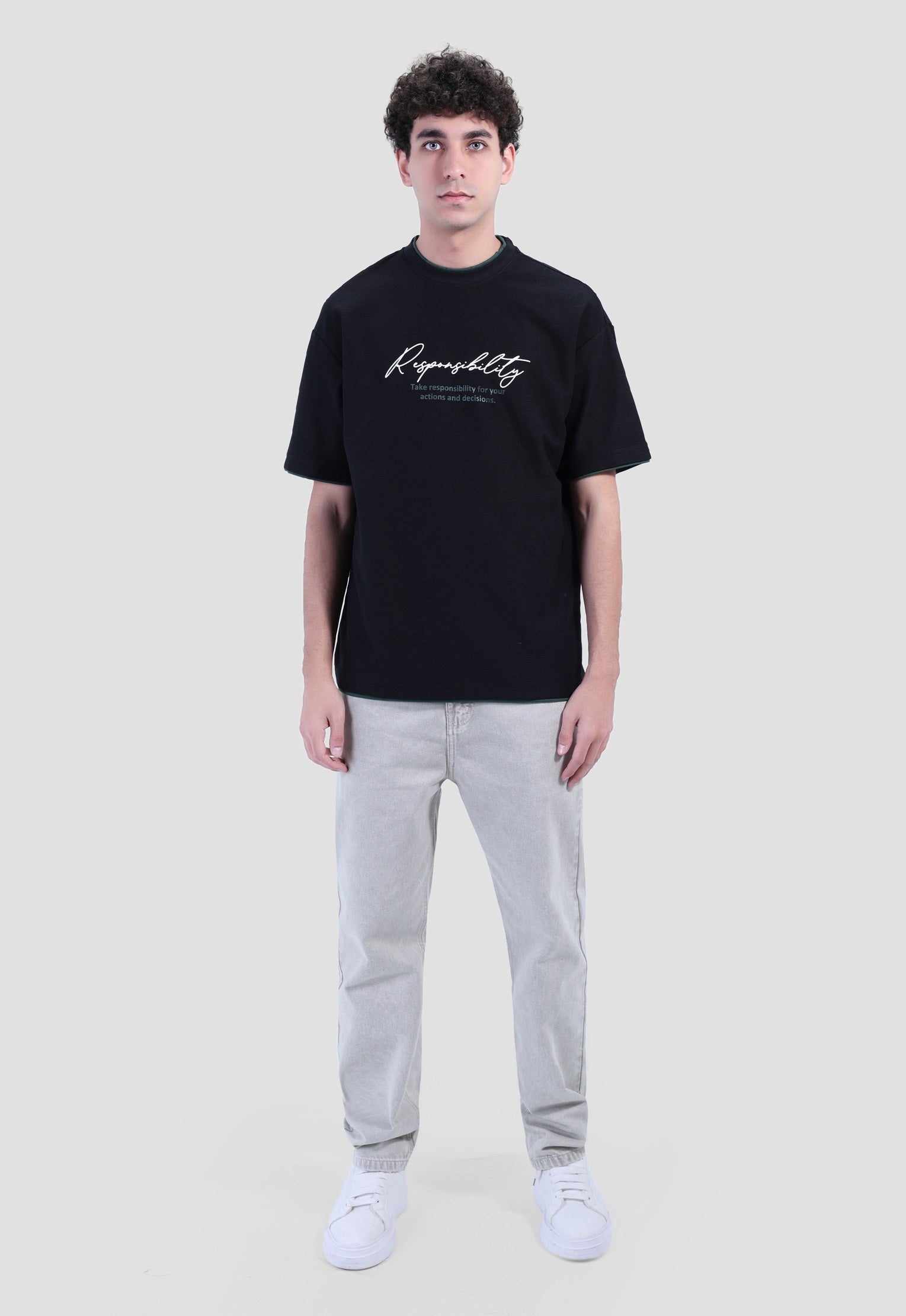 Crew Neck Over Size Printed T-shirt
