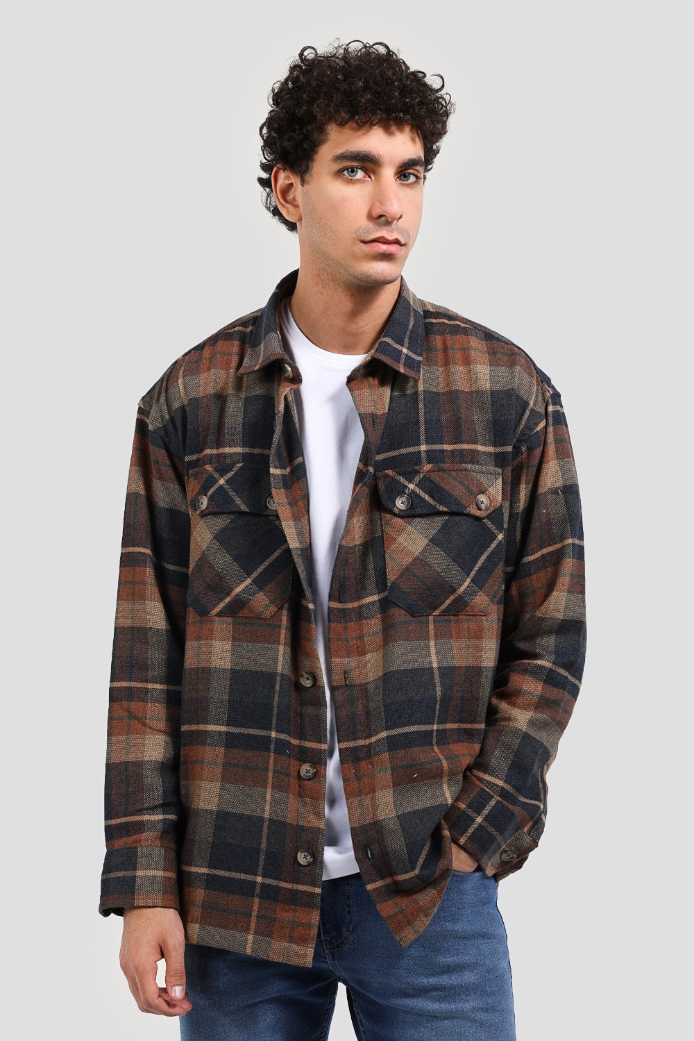 Checked Over Size Shirt