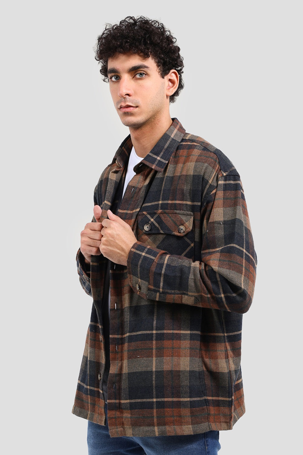 Checked Over Size Shirt