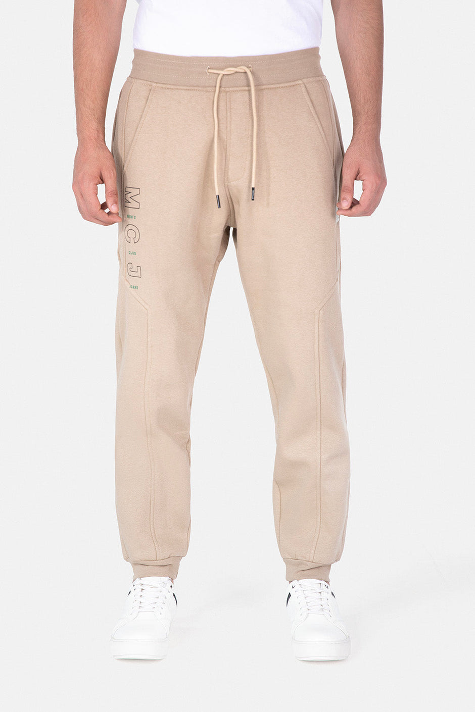 Beige Slim Fit Sweat Pants