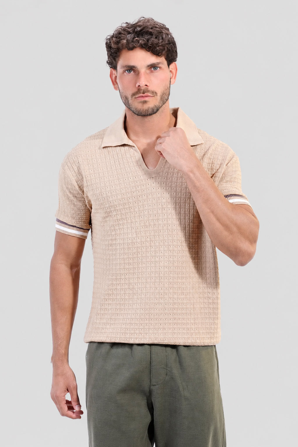 Knitted Over Size Polo Shirt