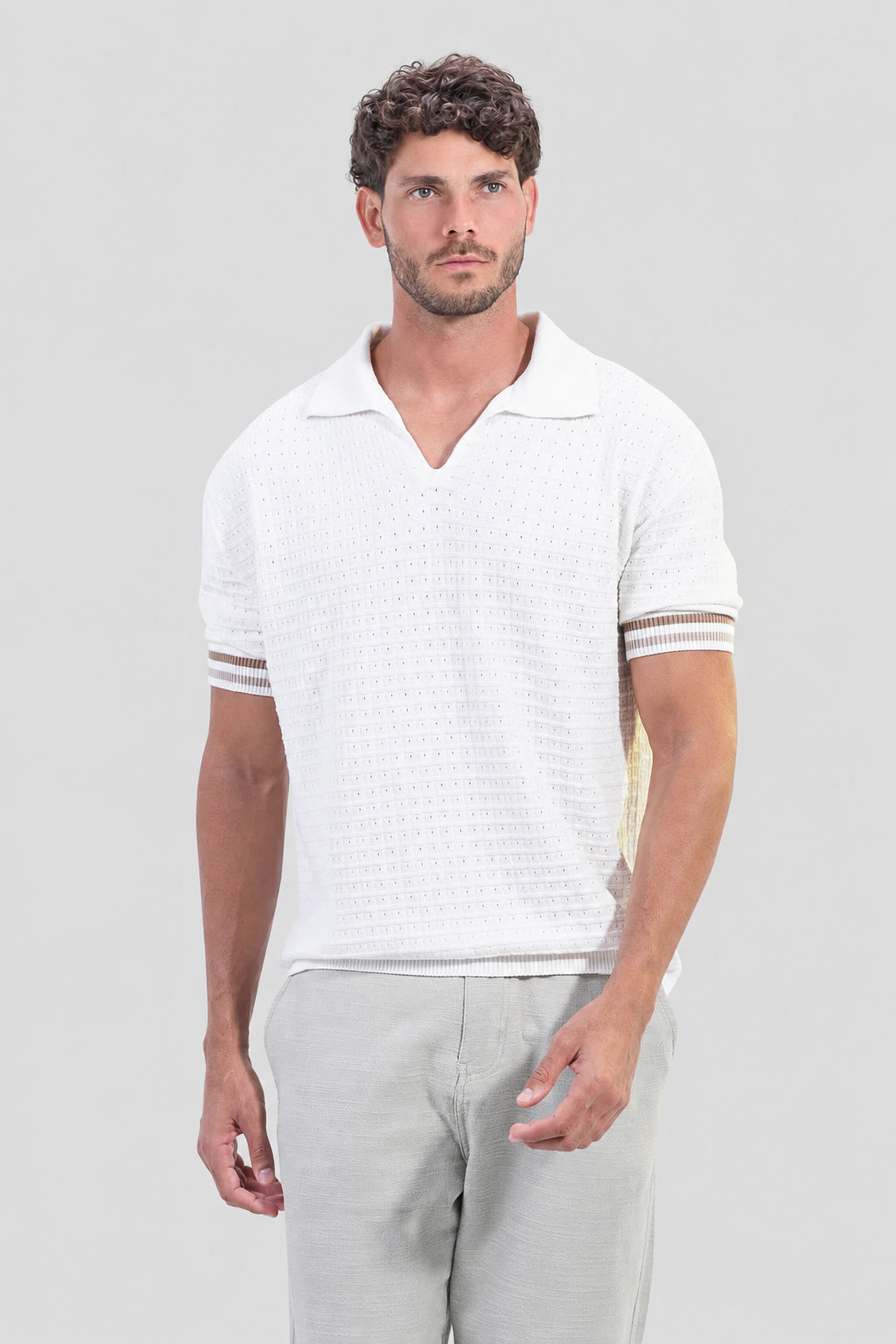 Knitted Over Size Polo Shirt