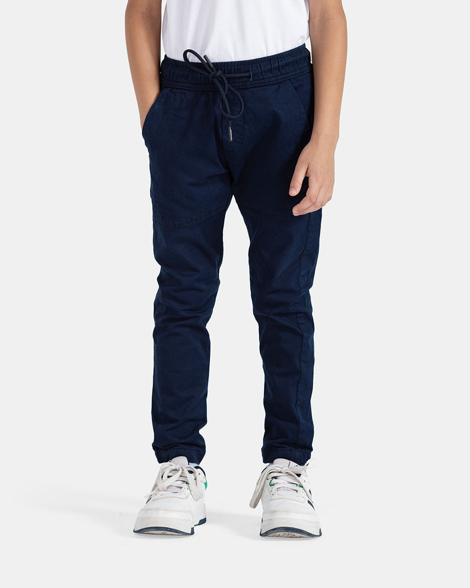 Navy Gabardine Jogger Pants