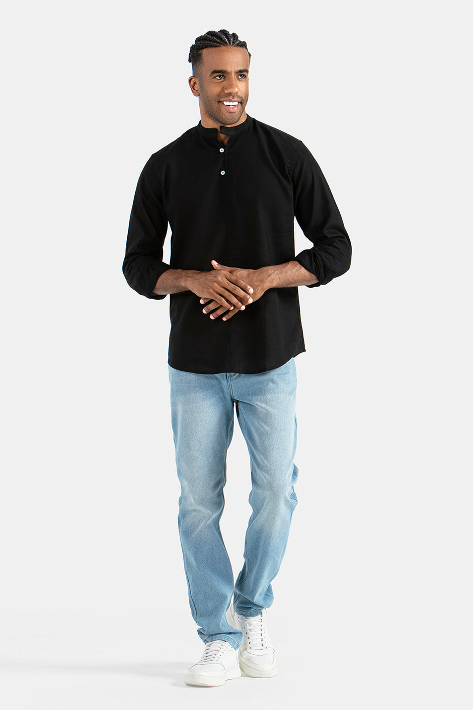 Black Linen Slim Fit Shirt 