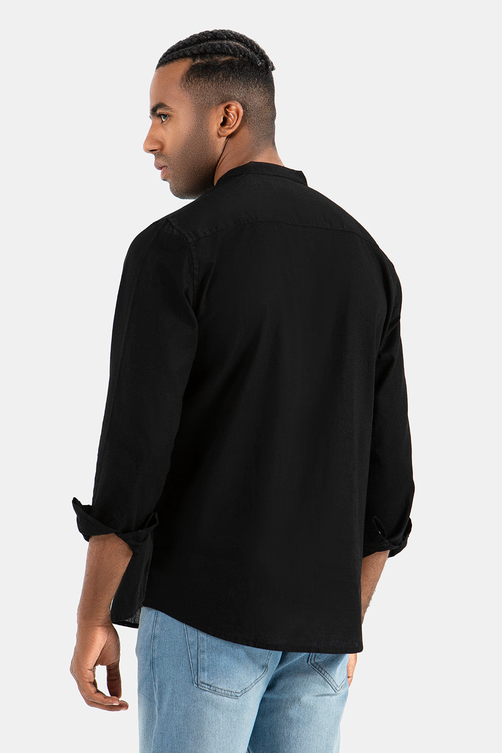 Black Linen Slim Fit Shirt 