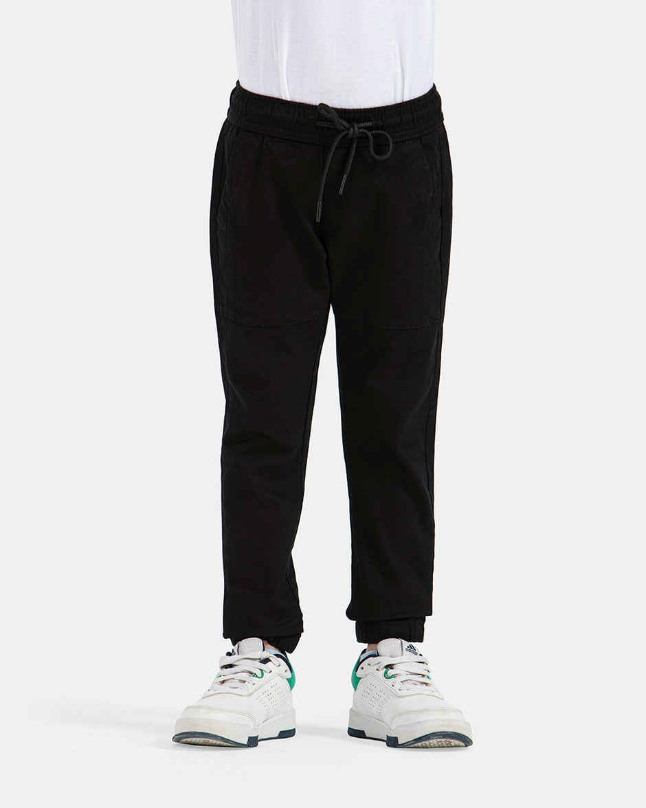 Black Gabardine Jogger Pants