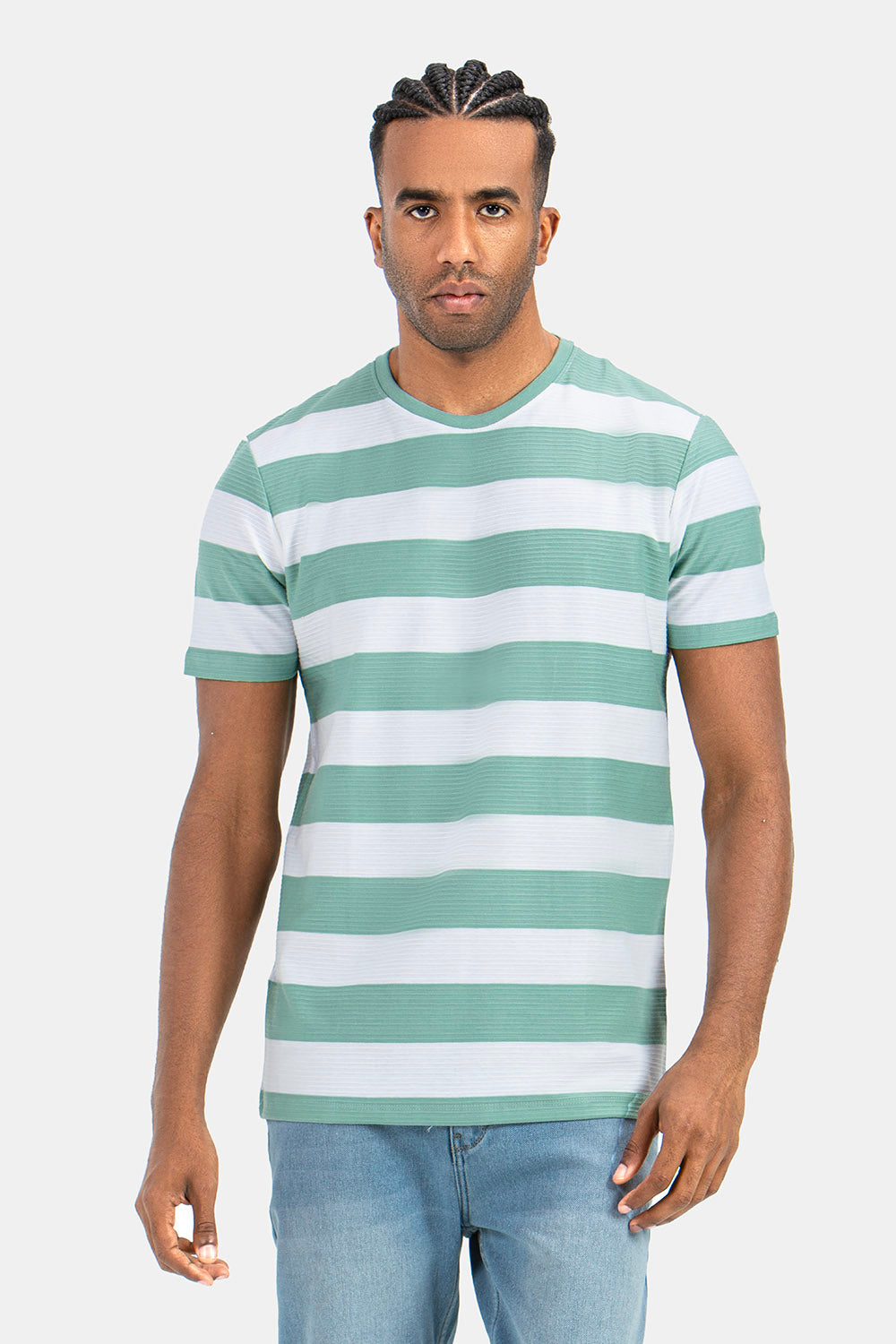 Mint Striped Crew Neck T-Shirt