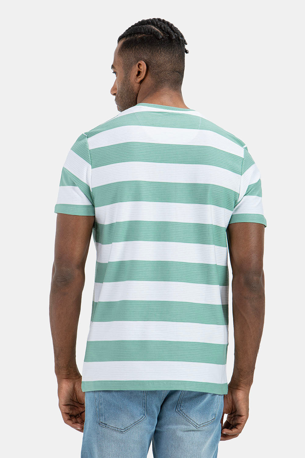 Mint Striped Crew Neck T-Shirt