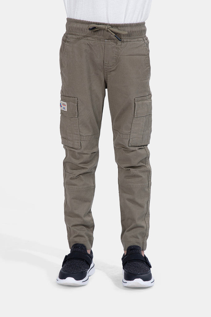 khaki gabardine jogger pants 