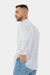 White Mandarin Collar Slim Fit Shirt