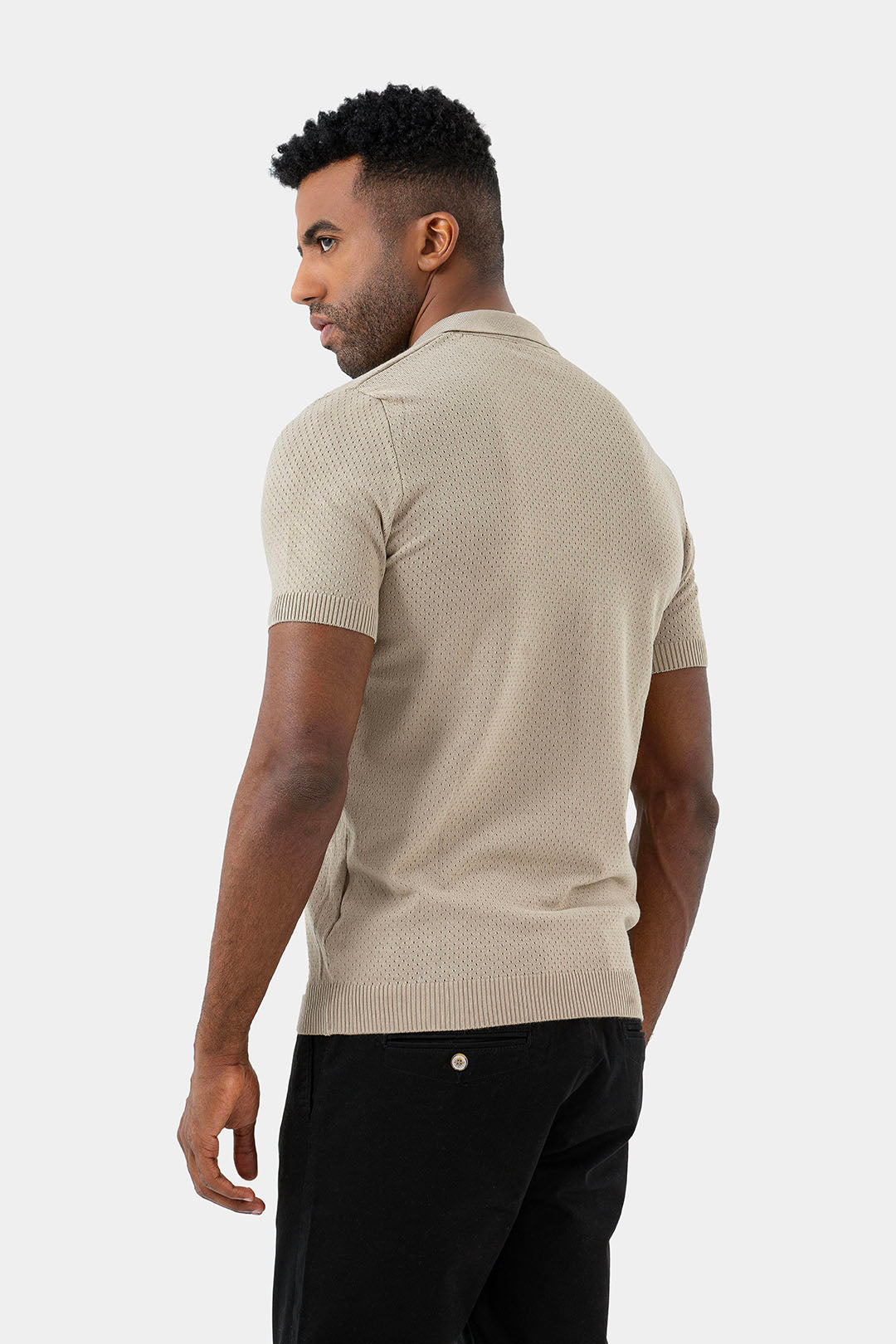 beige knitted polo shirt