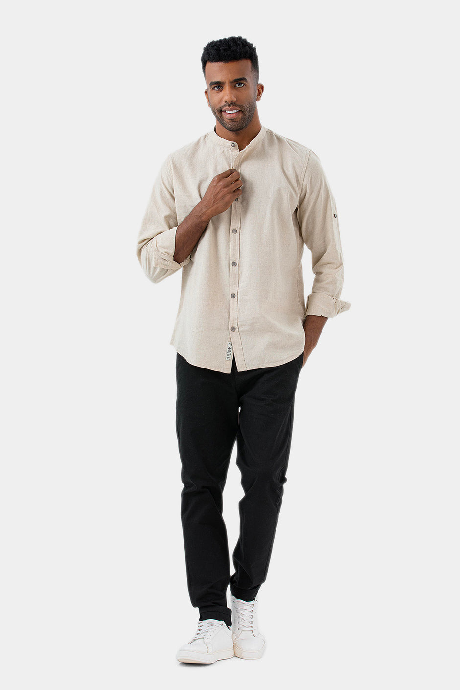 Beige linen Slim Fit Shirt