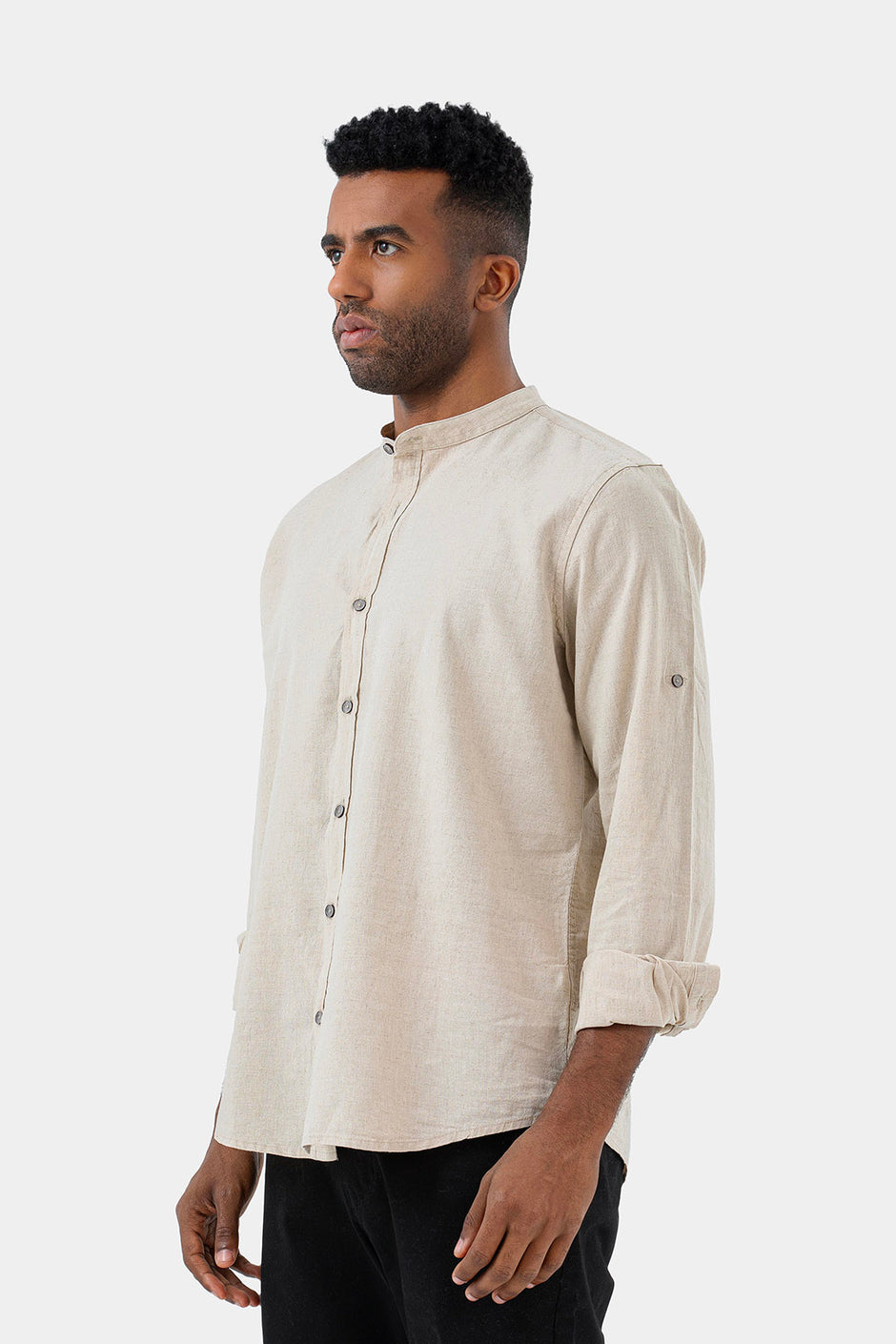 Beige linen Slim Fit Shirt