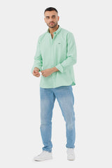 green striped slim fit shirt