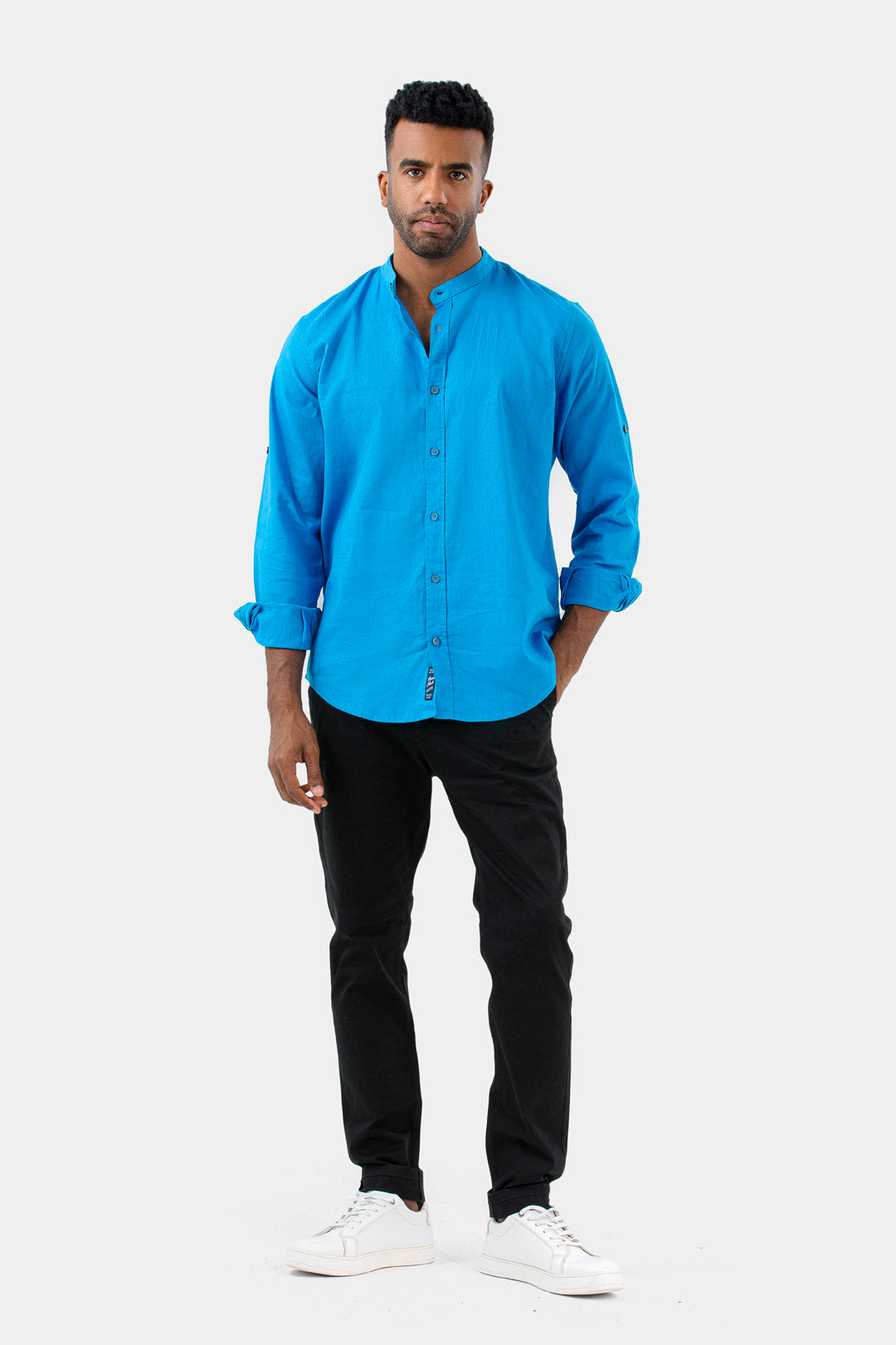 Blue linen Slim Fit Shirt